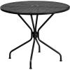 Flash Furniture Oia Commercial Grade 35.25″ Round Black Indoor-Outdoor Steel Patio Table with Umbrella Hole(Black)