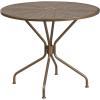 Flash Furniture Oia Commercial Grade 35.25″ Round Black Indoor-Outdoor Steel Patio Table with Umbrella Hole(Gold)