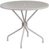 Flash Furniture Oia Commercial Grade 35.25″ Round Black Indoor-Outdoor Steel Patio Table with Umbrella Hole(Light Gray)