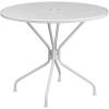 Flash Furniture Oia Commercial Grade 35.25″ Round Black Indoor-Outdoor Steel Patio Table with Umbrella Hole(White)