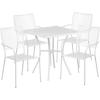 Flash Furniture Oia Commercial Grade 35.5″ Square Black Indoor-Outdoor Steel Patio Table Set with 4 Square Back Chairs(White)