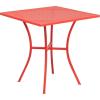 Flash Furniture Oia Commercial Grade 35.5″ Square Black Indoor-Outdoor Steel Patio Table with Umbrella Hole(Coral)