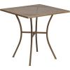 Flash Furniture Oia Commercial Grade 35.5″ Square Black Indoor-Outdoor Steel Patio Table with Umbrella Hole(Gold)