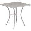 Flash Furniture Oia Commercial Grade 35.5″ Square Black Indoor-Outdoor Steel Patio Table with Umbrella Hole(Light Gray)