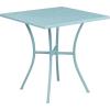 Flash Furniture Oia Commercial Grade 35.5″ Square Black Indoor-Outdoor Steel Patio Table with Umbrella Hole(Sky Blue)