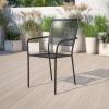 Flash Furniture Oia Commercial Grade 5 Pack Black Indoor-Outdoor Steel Patio Arm Chair with Square Back(Black)