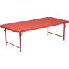 Flash Furniture Paige 4.93′ Classroom Activity Table for School and Home, Heavy-Duty Rectangular Plastic Activity Table for Kids, White(Red)