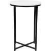 Flash Furniture Pearl 23.75” Square Adjustable Height White Wood Swivel Top Table (Adjustable Range 33” – 40.5”)(White Marble Top/Matte Black Frame)