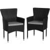 Flash Furniture Peregrine 7 Piece Outdoor Patio Dining Set – Space Saving Black Wicker Modular Chairs & Cream Cushions-Natural Finish Acacia Wood Table-Seating for 6(Black/Gray)