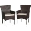 Flash Furniture Peregrine 7 Piece Outdoor Patio Dining Set – Space Saving Black Wicker Modular Chairs & Cream Cushions-Natural Finish Acacia Wood Table-Seating for 6(Espresso/Cream)