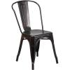 Flash Furniture Perry Commercial Grade Black-Antique Gold Metal Indoor-Outdoor Stackable Chair(Black-antique Gold)