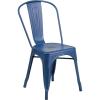Flash Furniture Perry Commercial Grade Black-Antique Gold Metal Indoor-Outdoor Stackable Chair(Distressed Antique Blue)