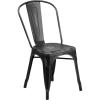 Flash Furniture Perry Commercial Grade Black-Antique Gold Metal Indoor-Outdoor Stackable Chair(Distressed Black)
