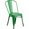 Flash Furniture Perry Commercial Grade Black-Antique Gold Metal Indoor-Outdoor Stackable Chair(Distressed Green)