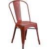 Flash Furniture Perry Commercial Grade Black-Antique Gold Metal Indoor-Outdoor Stackable Chair(Distressed Kelly Red)