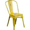 Flash Furniture Perry Commercial Grade Black-Antique Gold Metal Indoor-Outdoor Stackable Chair(Distressed Yellow)