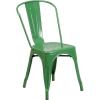 Flash Furniture Perry Commercial Grade Black-Antique Gold Metal Indoor-Outdoor Stackable Chair(Green)