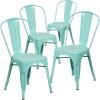 Flash Furniture Perry Commercial Grade Black-Antique Gold Metal Indoor-Outdoor Stackable Chair(Mint Green)