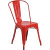 Flash Furniture Perry Commercial Grade Black-Antique Gold Metal Indoor-Outdoor Stackable Chair(Red)