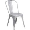 Flash Furniture Perry Commercial Grade Black-Antique Gold Metal Indoor-Outdoor Stackable Chair(Silver)