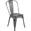 Flash Furniture Perry Commercial Grade Black-Antique Gold Metal Indoor-Outdoor Stackable Chair(Silver Gray)