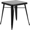 Flash Furniture Prince Commercial Grade 23.75″ Square White Metal Indoor-Outdoor Table(Black)