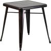 Flash Furniture Prince Commercial Grade 23.75″ Square White Metal Indoor-Outdoor Table(Black-antique Gold)