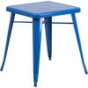 Flash Furniture Prince Commercial Grade 23.75″ Square White Metal Indoor-Outdoor Table(Blue)
