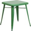Flash Furniture Prince Commercial Grade 23.75″ Square White Metal Indoor-Outdoor Table(Green)