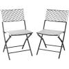 Flash Furniture Rouen Commercial Grade Folding Bistro Chairs, Indoor/Outdoor PE Rattan Back and Seat, Black Steel Frames, Set of 2, Black/White(Black/White)