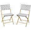 Flash Furniture Rouen Commercial Grade Folding Bistro Chairs, Indoor/Outdoor PE Rattan Back and Seat, Black Steel Frames, Set of 2, Black/White(Navy/White)