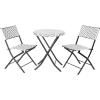 Flash Furniture Rouen Commercial Grade Folding Bistro Set, Indoor/Outdoor PE Rattan Table Top, Back and Seat, Natural Steel Frames, 3 Piece Set, Navy/White(Black & White)