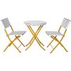 Flash Furniture Rouen Commercial Grade Folding Bistro Set, Indoor/Outdoor PE Rattan Table Top, Back and Seat, Natural Steel Frames, 3 Piece Set, Navy/White(Navy & White)