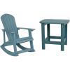 Flash Furniture Savannah Adirondack Rocking Chair & Side Table Set – Sea Foam Polystyrene – Stainless Steel Hardware – All-Weather – Indoor/Outdoor Use