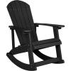 Flash Furniture Savannah Poly Resin Wood Adirondack Rocking Chair – All Weather Yellow Polystyrene – Stainless Steel Hardware(Black)