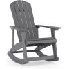 Flash Furniture Savannah Poly Resin Wood Adirondack Rocking Chair – All Weather Yellow Polystyrene – Stainless Steel Hardware(Grey)