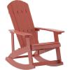 Flash Furniture Savannah Poly Resin Wood Adirondack Rocking Chair – All Weather Yellow Polystyrene – Stainless Steel Hardware(Red)