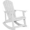 Flash Furniture Savannah Poly Resin Wood Adirondack Rocking Chair – All Weather Yellow Polystyrene – Stainless Steel Hardware(White)