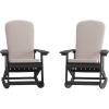 Flash Furniture Savannah Set of 2 Rocking Adirondack Chairs with Cushions – Black Poly Resin Frame – Cream All-Weather Cushions – Indoor/Outdoor Use(Black/Cream)