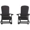 Flash Furniture Savannah Set of 2 Rocking Adirondack Chairs with Cushions – Black Poly Resin Frame – Cream All-Weather Cushions – Indoor/Outdoor Use(Black/Gray)
