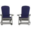 Flash Furniture Savannah Set of 2 Rocking Adirondack Chairs with Cushions – Black Poly Resin Frame – Cream All-Weather Cushions – Indoor/Outdoor Use(Gray/Blue)