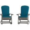 Flash Furniture Savannah Set of 2 Rocking Adirondack Chairs with Cushions – Black Poly Resin Frame – Cream All-Weather Cushions – Indoor/Outdoor Use(Gray/Teal)