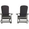 Flash Furniture Savannah Set of 2 Rocking Adirondack Chairs with Cushions – Black Poly Resin Frame – Cream All-Weather Cushions – Indoor/Outdoor Use(Grey)