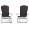 Flash Furniture Savannah Set of 2 Rocking Adirondack Chairs with Cushions – Black Poly Resin Frame – Cream All-Weather Cushions – Indoor/Outdoor Use(White/Gray)