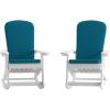 Flash Furniture Savannah Set of 2 Rocking Adirondack Chairs with Cushions – Black Poly Resin Frame – Cream All-Weather Cushions – Indoor/Outdoor Use(White/Teal)