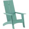 Flash Furniture Sawyer Modern Commercial 2-Slat Back Adirondack Chair – Navy Blue Commercial All-Weather Poly Resin Lounge Chair(Sea Foam)