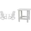 Flash Furniture Set of 2 Adirondack Rocking Chairs and Adirondack Side Table – Poly Resin Wood Look – White – All Weather – Indoor/Outdoor