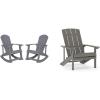 Flash Furniture Set of 2 Savannah Adirondack Rocking Chairs and Charlestown Adirondack Chair, 350-lb Capacity, Polyresin Wood Style, Gray
