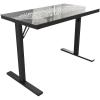 Flash Furniture Shan 43″ Commercial Grade Gaming Desk with LED Lights – Black Steel Frame – Tempered Glass Desktop – Home or Office Computer Table – Wired LED Remote