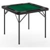 Flash Furniture Silas 34.5″ Square Folding Card Table with Felt Green Surface and Cup Holders, Portable Folding Game Table for 4 Players, White/Green(Black Top/Green Felt Surface)